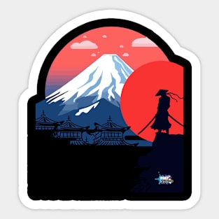 Majestic Samurai Amidst Tranquil Beauty Sticker